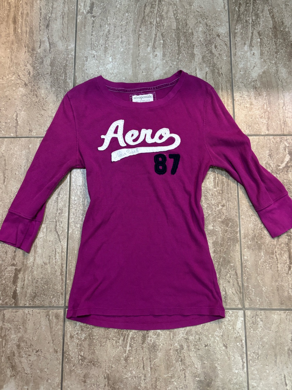 Vintage Aeropostale aero y2k 3/4 sleeve waffle shirt